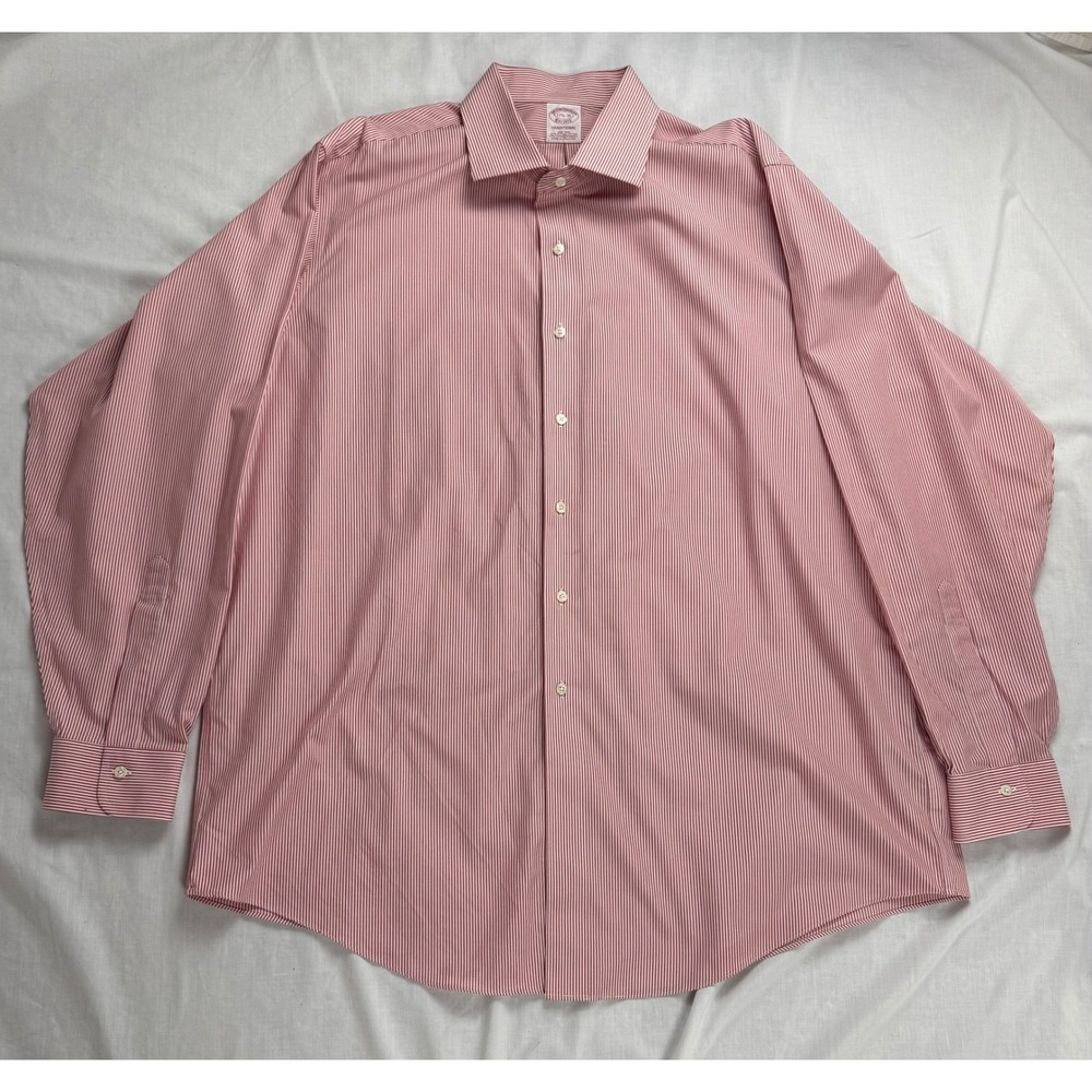 Brooks Brothers Traditional Fit Christmas Red Stripe Non Iron‎ Dress Shirt